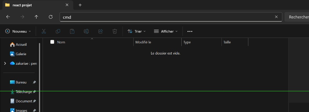 Taper cmd dans la barre d'adresse de l'Explorateur